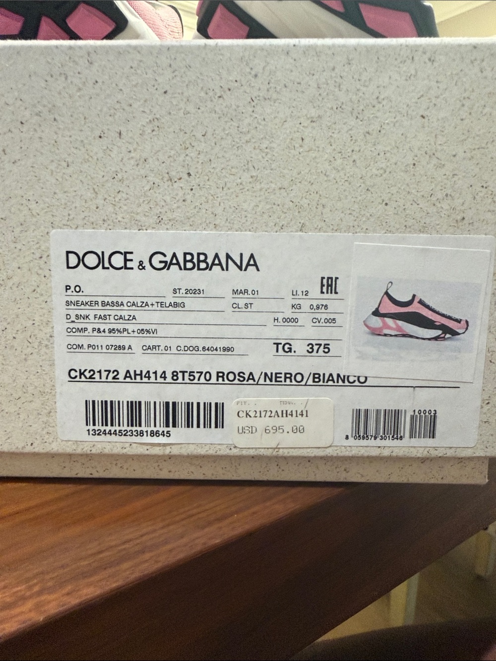 Dolce & Gabbana Pink and Black Logo Slip-On Sneakers - Picture 6 of 6